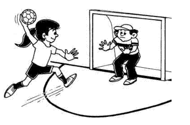 Illustration: Eine Person fängt einen auf ein Tor geworfenen Ball